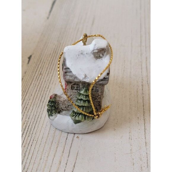 Mini Snowed house winter wreath pine tree ornament Xmas decor - Picture 5 of 6